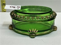 GREEN GLASS WITH GOLD DETAIL, SOUVENIR OF