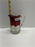 RUBY FLASHED CREAMER, INSCRIBED "LOVE THE GIVER"