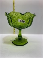 GREEN GLASS COMPOTE