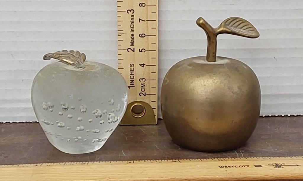 Apple bell & Apple glass paperweight