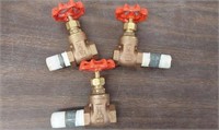 Brass stop valves qty 3