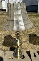 BEAUTIFUL BRASS TABLE LAMP WITH UNIQUE SHADE