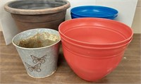 Assorted flower pots. Blue & red ones are new -
