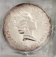 Australian Elizabeth II Kookabura 5$ silver coin