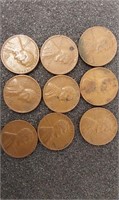 1945 D Indian head wheat pennies