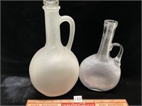 INTERESTING PAIR OF VINTAGE FROSTED WATER JUGS