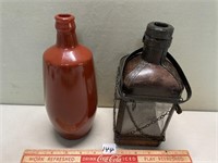 UNIQUE PAIR OF VINTAGE BOTTLES WITH ONE AS CANDLE