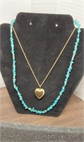 Heart locket necklace & Blue colored stones