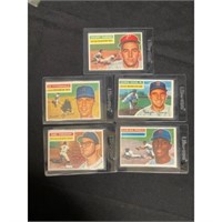 (5) Crease Free 1956 Topps Baseball Cards