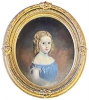 ANTIQUE PORTRAIT PAINTING OF A GIRL