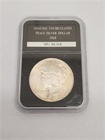 Genuine uncirculated 1924 Peace Dollar
