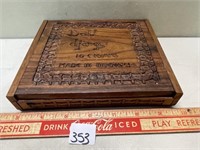 UNIQUE WOODEN HAND CARVED CIGAR BOX