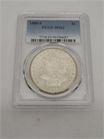1880 S PCGS MS62 Morgan Silver Dollar