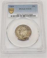 1964 PCGS VF35 Silver Washington Quarter with