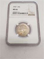 NGC MS66 1947 Silver Washington Quarter w/