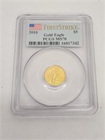 2010 First Strike $5 Gold Eagle PCGS MS70