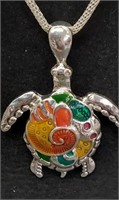 Vintage multicolored turtle necklace