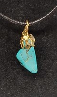 Authentic turquoise leather necklace
