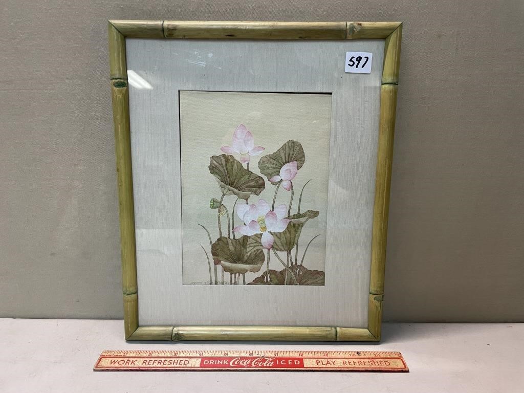 BAMBOO FRAMED SIGNED WATERCOLOR