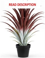 $89  Big Red Faux Aloe Vera Plant 26in  Black Pot