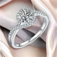 1 carat round Moissanite pave twisted Ring