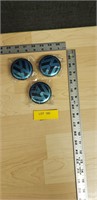 3 Volkswagen hub cap covers, Sky Blue, 3B7 601 171