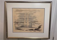 Alfred Birdsey Sailboats Signed Watercolor Framed