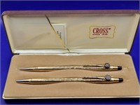 Cross 10k GF Engraved Pen & Pencil Set w/Case