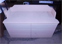 Wooden storage box bench w/ hinged lid,