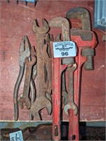 Wrenches, adjustable pipe wrenches, pliers
