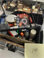 Plastic tool box/step stool and contents