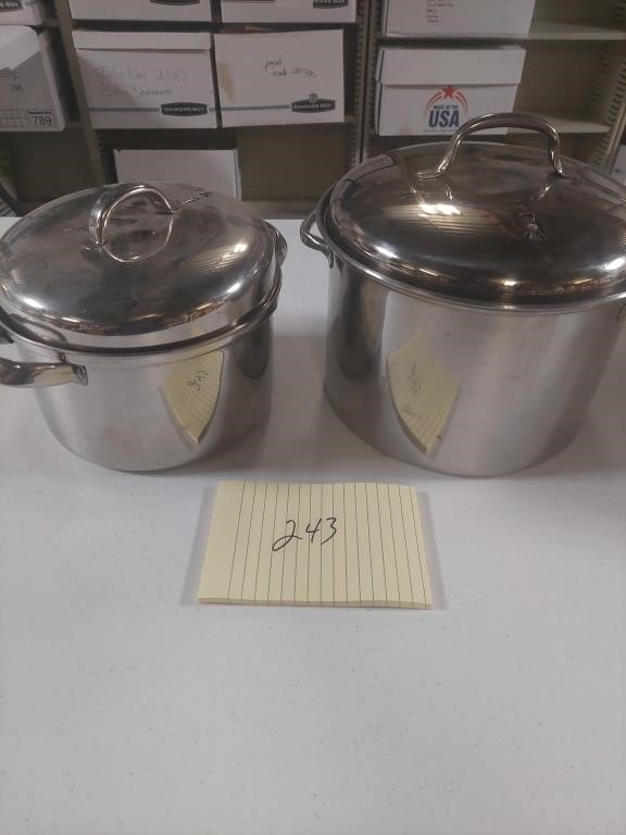 Lot of 2 stainless steel stock pots
