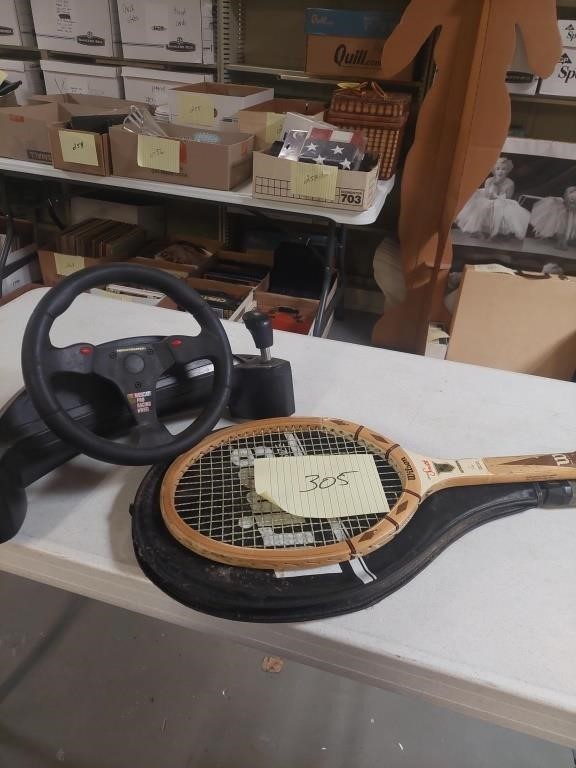 Tennis rackets and gaming steering wheel