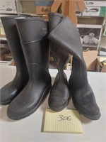 Two pair of rubber boots - size 10 and 11