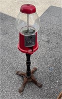 Vintage Glass & Metal Gumball Machine on Stand