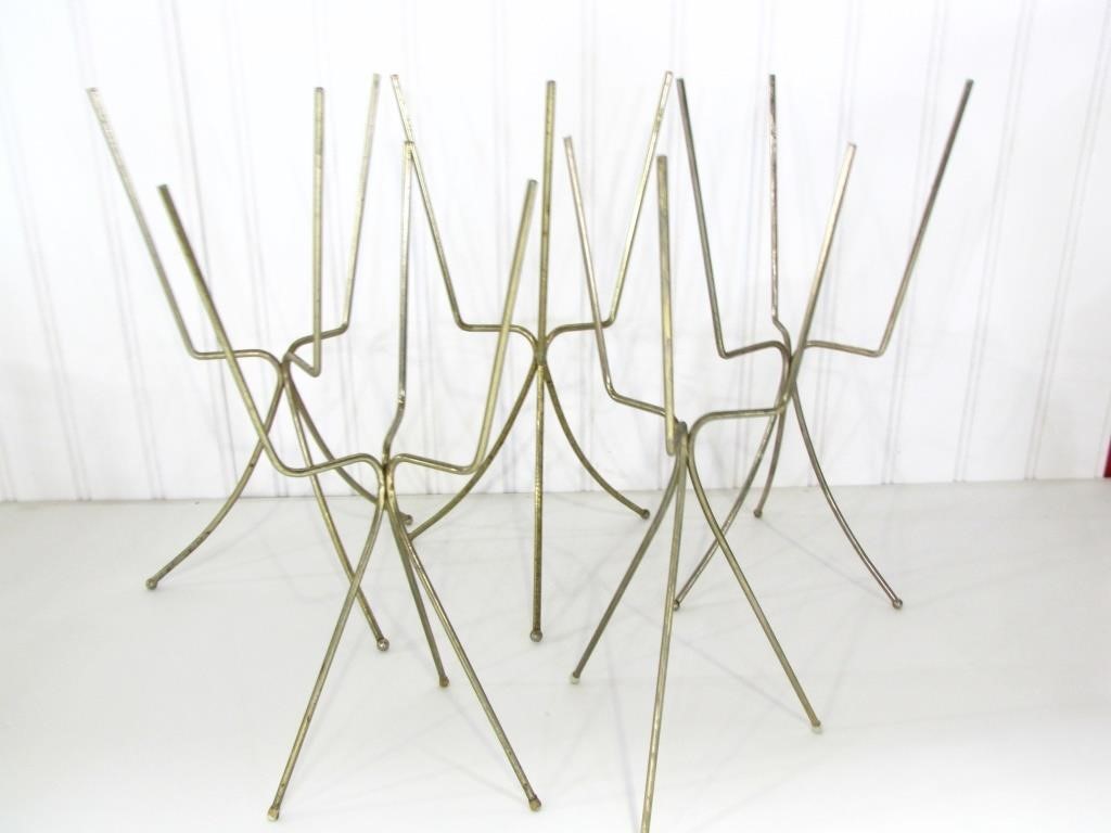 ASSORTED MCM BRASS WIRE FLOWER POT STANDS