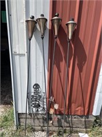 Outdoor lights and skeleton and leaves