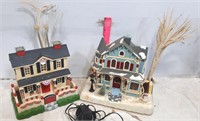 2 Lighted Village Houses. Both Work, only 1 Plug