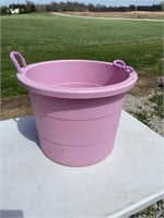 Pink plastic tote tub