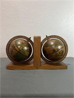 Vintage Spinning Globe Old World Bookends