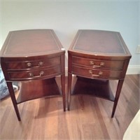 Pair of Mahogany Leather Top Stands