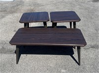 Wood & Metal Set of Tables- Coffe and End Tables