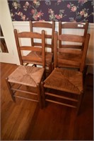 4 Rope Bottom Ladder Back Chairs