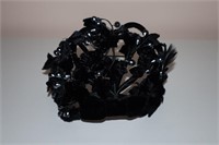 Vntg Black Floral Head Piece