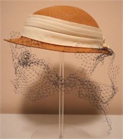 Vntg Powers & Horton Woven Hat w/Netting Veil