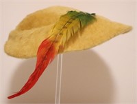 Vntg Kutz Faux Fur Hat w/Feather