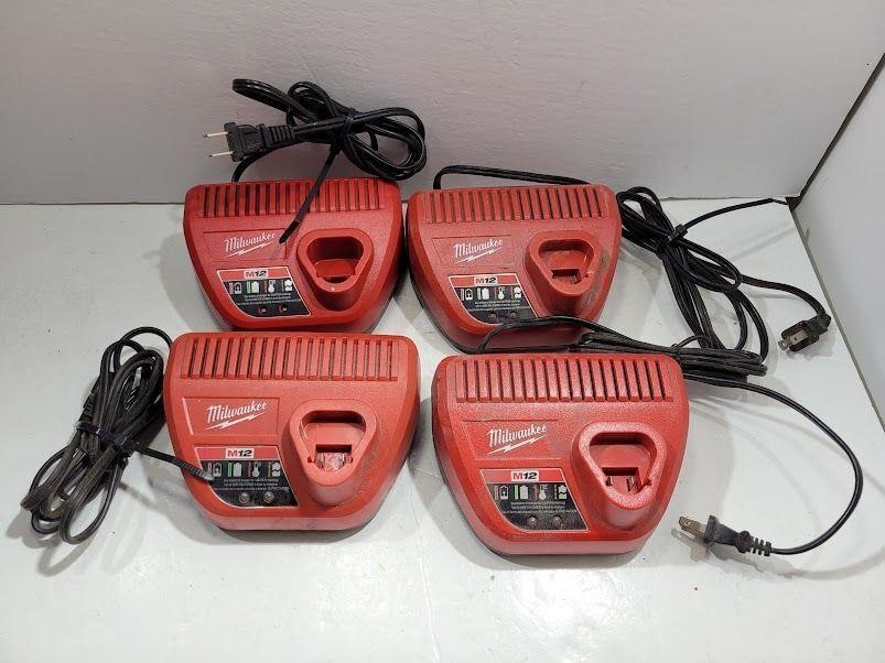 (4) MILWAUKEE M12 Battery Chargers