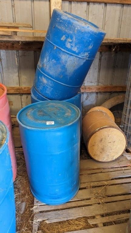 Poly Barrels (3) & one Fibre barrel
