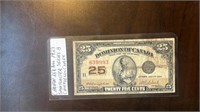 Canada 25 cent bill 1923