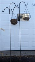 Plant Hooks and wire basket planters